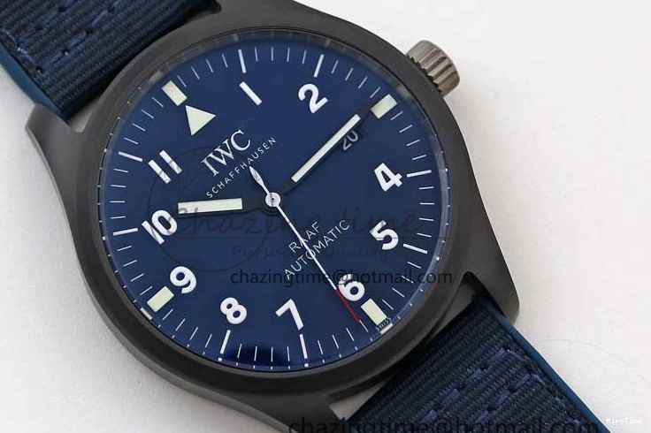 MIROTIME 1230 BestValue Mark XVIII IW328101 Black Ceramic M+F 1:1 Best Edition Blue Dial on Blue Nylon Strap A 7058